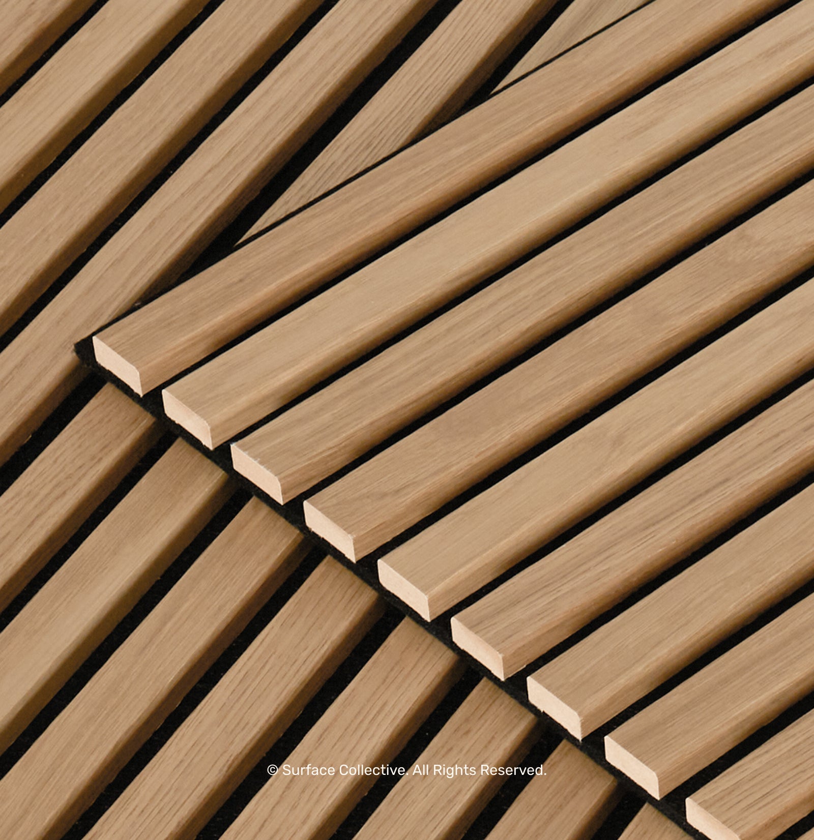 Natural Oak on Black - Acoustic Timber Slat