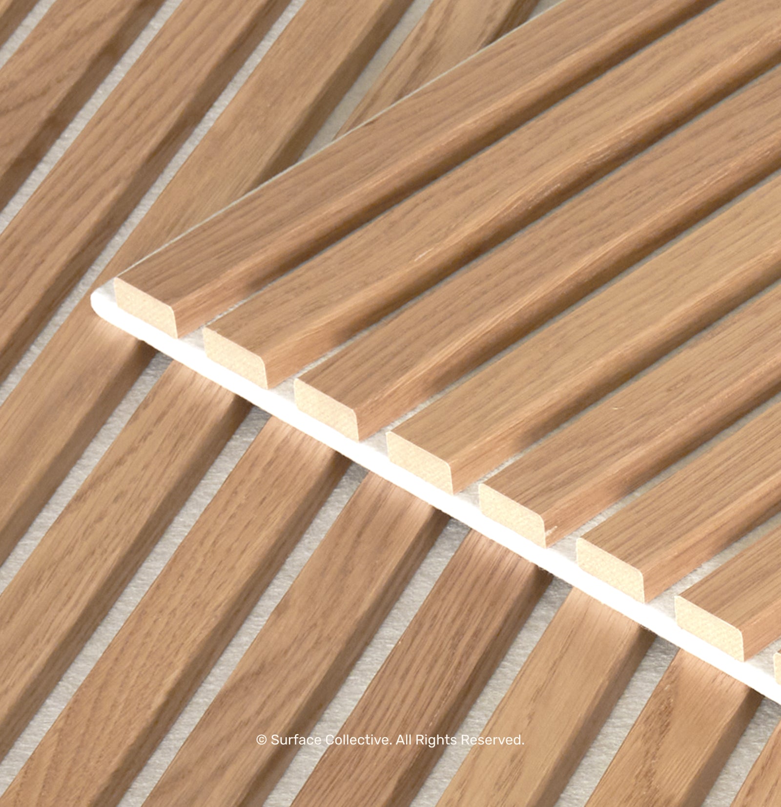 Natural Oak on White - Acoustic Timber Slat
