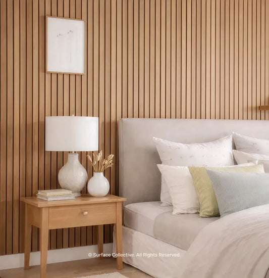 Natural Oak on Black - Acoustic Timber Slat