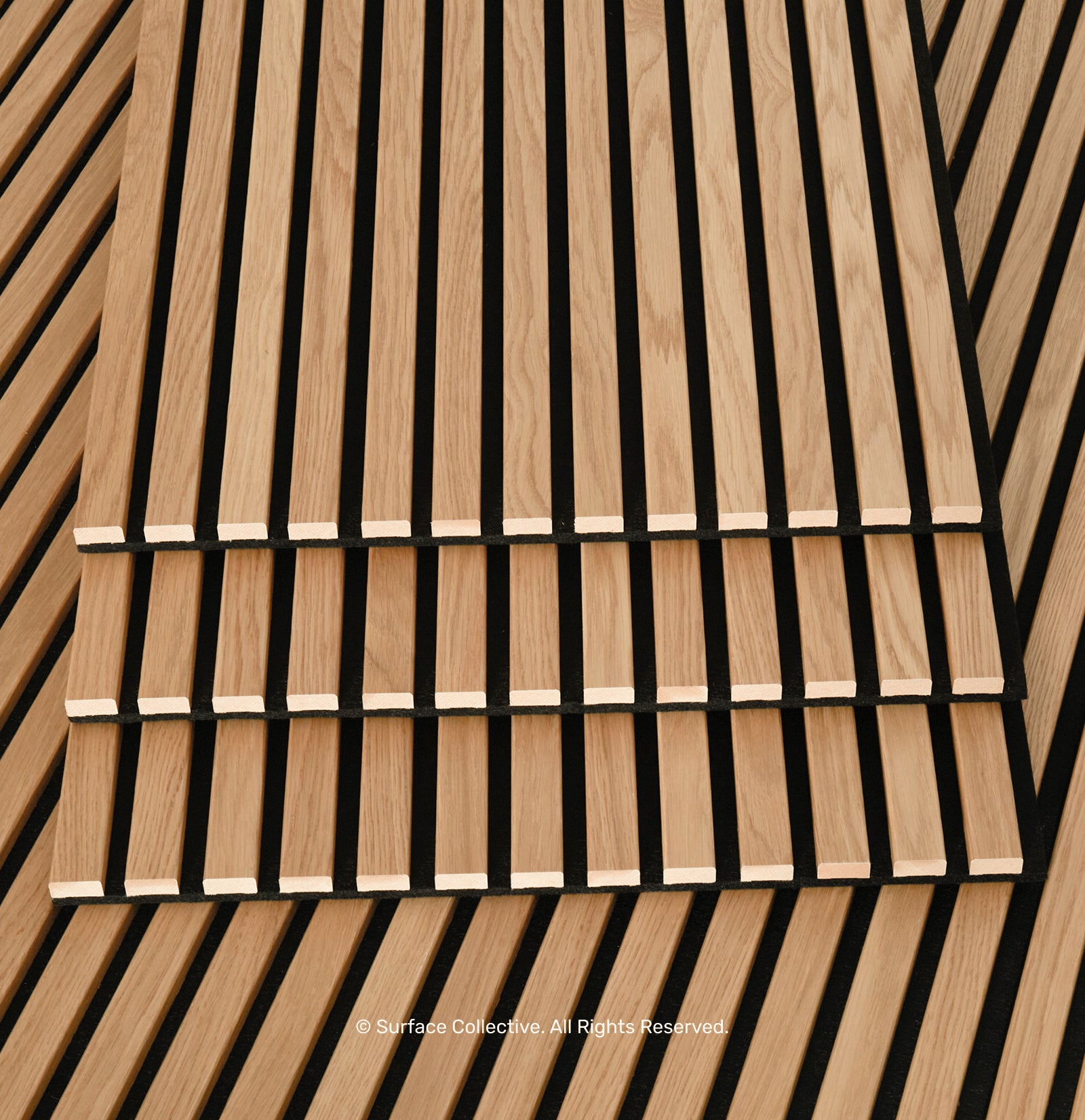 Natural Oak on Black - Acoustic Timber Slat