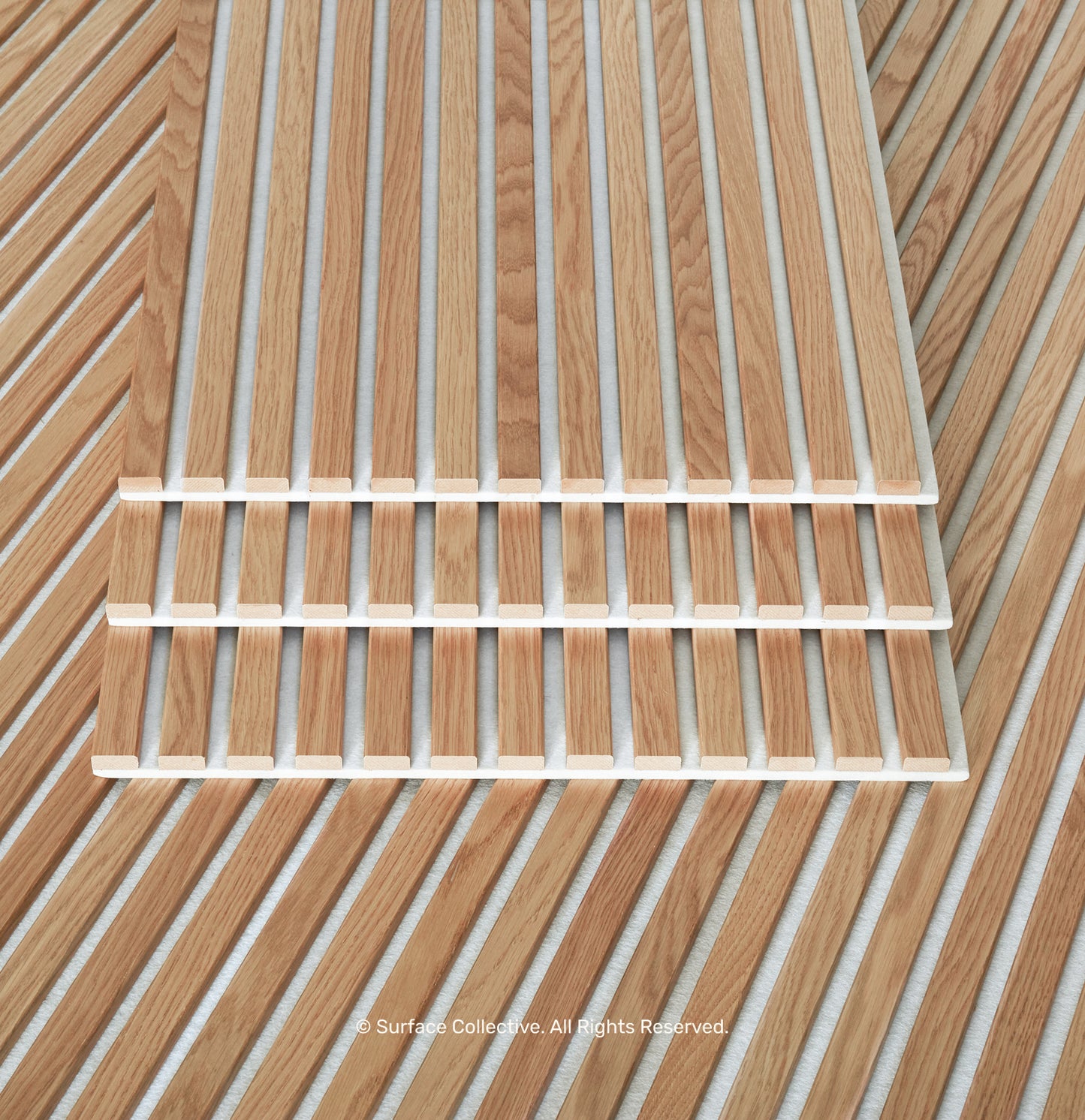 Natural Oak on White - Acoustic Timber Slat
